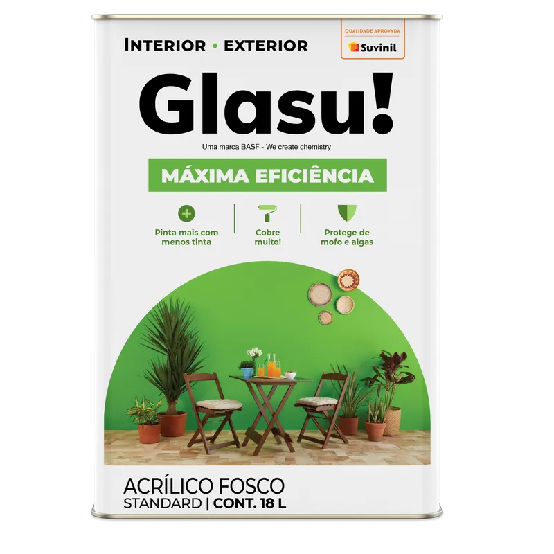 Tinta Acrílico Fosco Máxima Eficiência 18L - Glasu